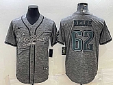 Men's Philadelphia Eagles #62 Jason Kelce Grey Gridiron Patch Cool Base Stitched Baseball Jersey,baseball caps,new era cap wholesale,wholesale hats